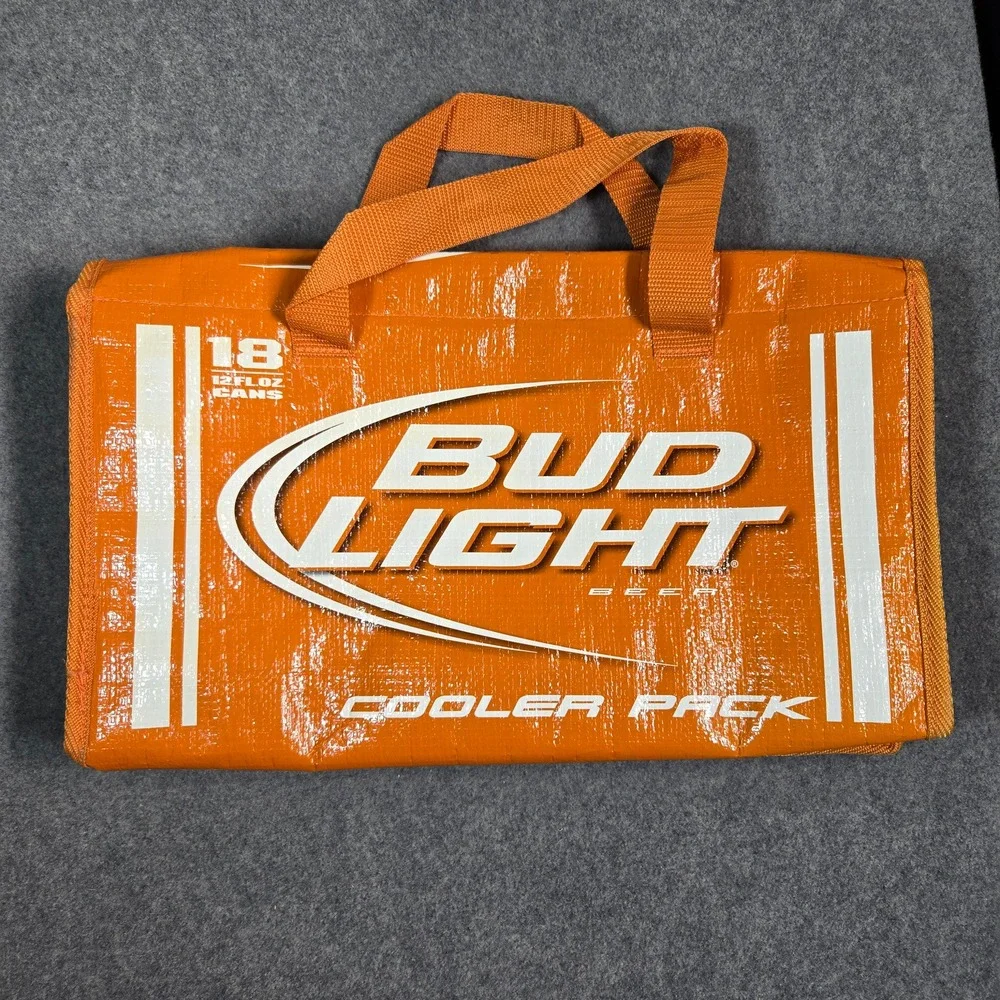 Bud Light Cooler Pack Orange Insulated Soft Bag 18 Can Capacity Tailgate New